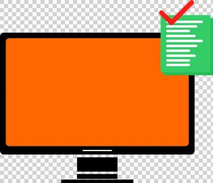 Computer and document icon with check mark 스톡 일러스트