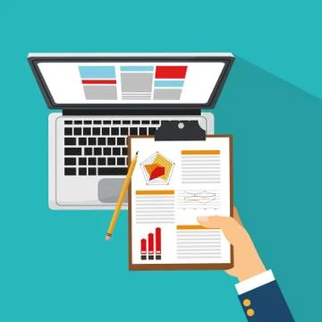 Computer and documents icon Stock Illustration