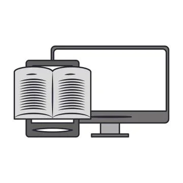 Computer and ebook isolated icon Illustrazione stock