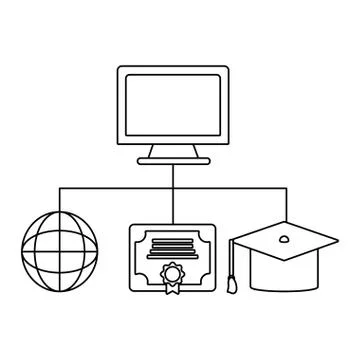 Computer and education items 스톡 일러스트