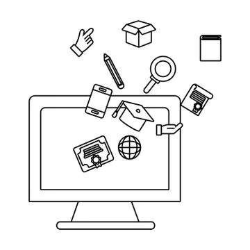 Computer and education items Illustrazione stock