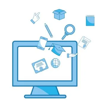 Computer and education items 스톡 일러스트