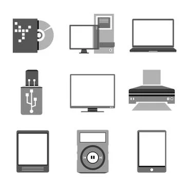 Computer and electronics device icons Stock Illustration