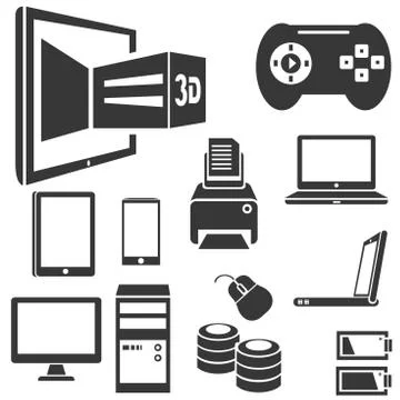 Computer and electronics icons Stock Illustration