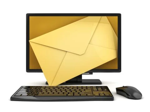 Computer and envelope e-mail. 3d illustration Stock Illustration