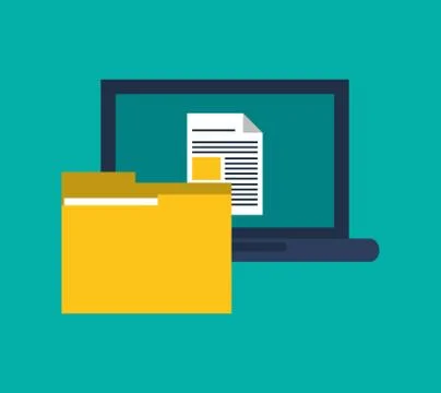 Computer and file folder icon Stock Illustration