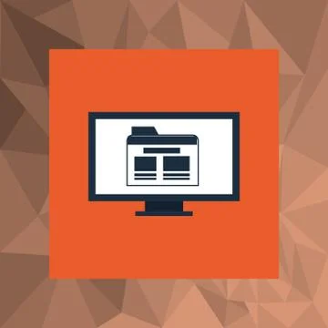 Computer and file folder icon on abstract background 스톡 일러스트