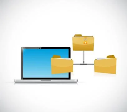 Computer and folder network illustration design Stock Illustration