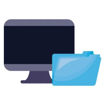 Computer and folder on white background Stockillustratie