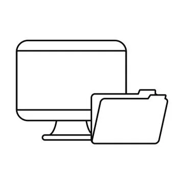 Computer and folder on white background イラスト素材