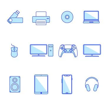 Computer And Gadget Devices Set Solid Icons Set Stock Illustration