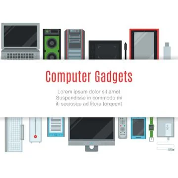 Computer and gadgets connected mobile communication high tech devices vector Stock Illustration