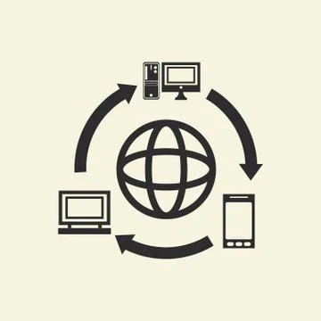 Computer and global connection icon Stock Illustration