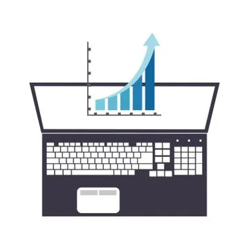 Computer and graph chart icon Stock Illustration