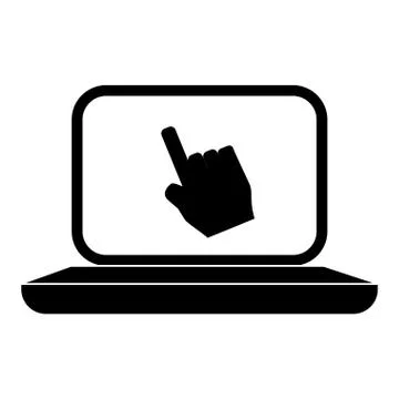 Computer and hand pointer icon image Illustrazione stock