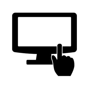 Computer and hand pointer icon image Illustrazione stock