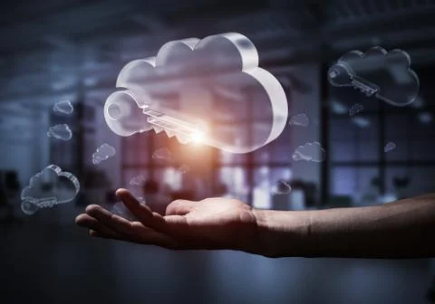 Computer and internet security concept presented by icon cloud. Stock Photos