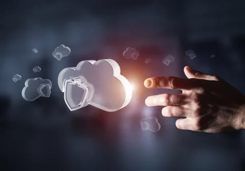 Computer and internet security concept presented by icon cloud. Stock Photos