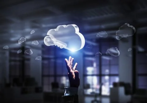Computer and internet security concept presented by icon cloud. Stock Photos