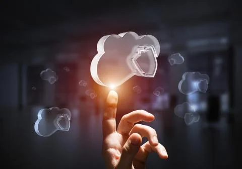 Computer and internet security concept presented by icon cloud. Mixed media Stock Photos