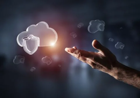 Computer and internet security concept presented by icon cloud. Stock Photos
