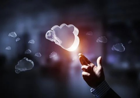 Computer and internet security concept presented by icon cloud. Stock Photos