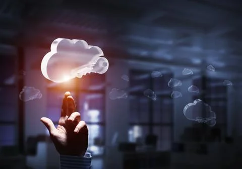 Computer and internet security concept presented by icon cloud. Mixed media Stock Photos