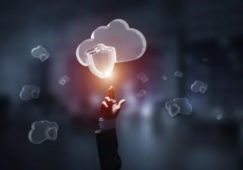 Computer and internet security concept presented by icon cloud. Stock Photos