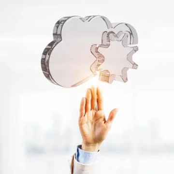 Computer and internet security concept presented by icon cloud. Mixed media Stock Photos