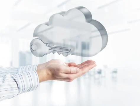 Computer and internet security concept presented by icon in male palm. Mixed Stock Photos