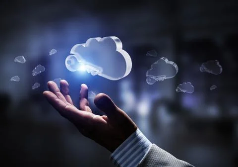 Computer and internet security concept presented by icon cloud. Mixed media Stock Photos