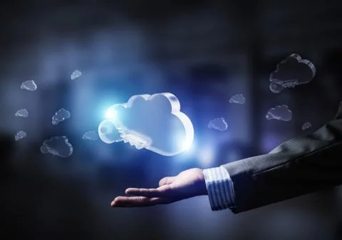 Computer and internet security concept presented by icon cloud. Mixed media 스톡 사진