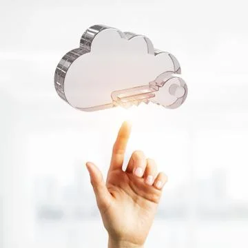 Computer and internet security concept presented by icon cloud. Mixed media Stock Photos