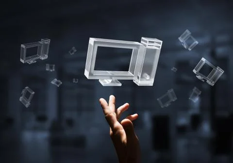 Computer and internet security concept presented by computer icon. Mixed media Stock Photos