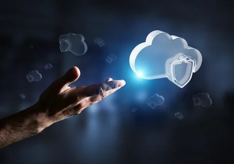 Computer and internet security concept presented by icon cloud. Mixed media Stock Photos