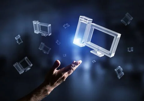 Computer and internet security concept presented by computer icon. Mixed m... Stock Photos