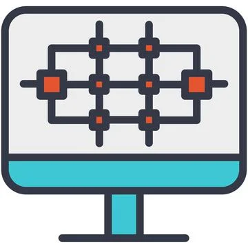 Computer and internet service programming and coding icon Stock Illustration