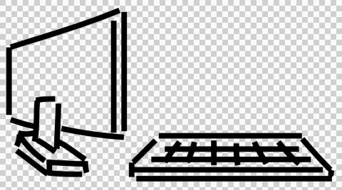Computer And Keyboard line drawing illustration animation transparent background Stock Footage 42812074