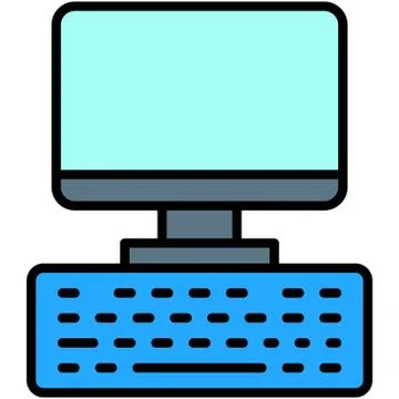 Computer and keyboard, Telecommuting or  remote work icon Illustrazione stock