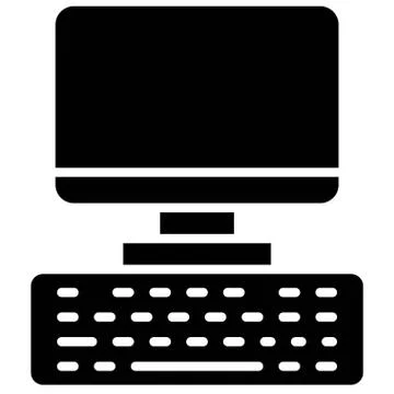 Computer and keyboard, Telecommuting or  remote work icon 스톡 일러스트