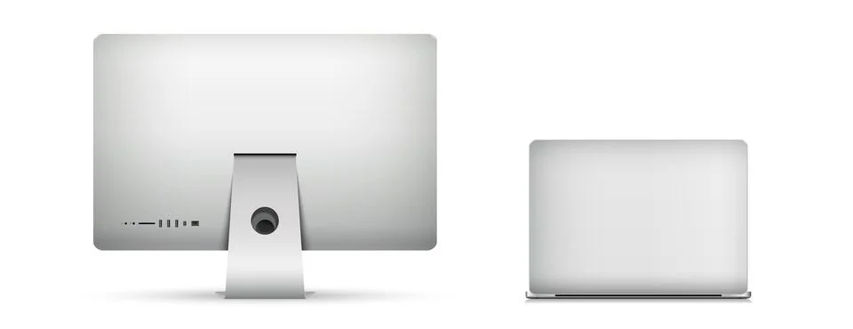Computer and laptop backside isolated Illustrazione stock