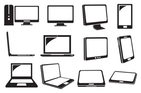 Computer and Laptop Vector Icons Stock Illustration