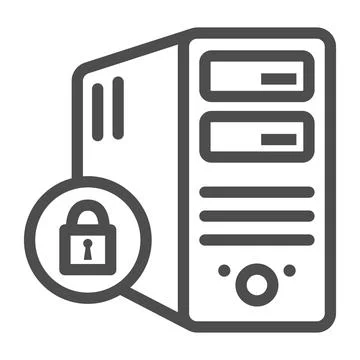 Computer and lock line icon, Black bookkeeping concept, Closed server sign on Stock-Illustration