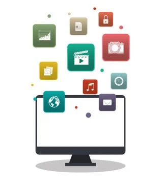 Computer and media app design Stock Illustration