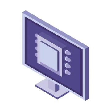 Computer and microchip 스톡 일러스트