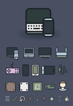Computer and mobile technologies. icons set Stock Illustration