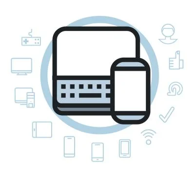 Computer and mobile technologies. icons set Stock Illustration