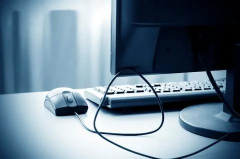 Computer and mouse close-up Stock Photos