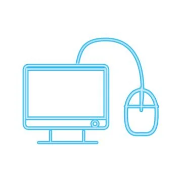 Computer and mouse on white background Illustrazione stock