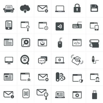 Computer and network Icons Set Design. Stock Illustration